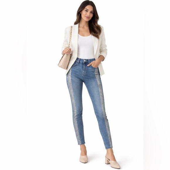 7 For All Mankind Denim - 7 For All Mankind Jeans Glitter Tuxedo Side Stripe.